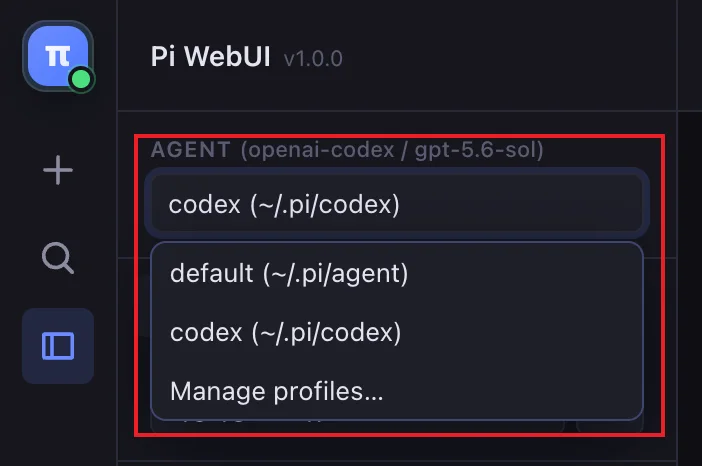 Pi WebUI agent profile switcher