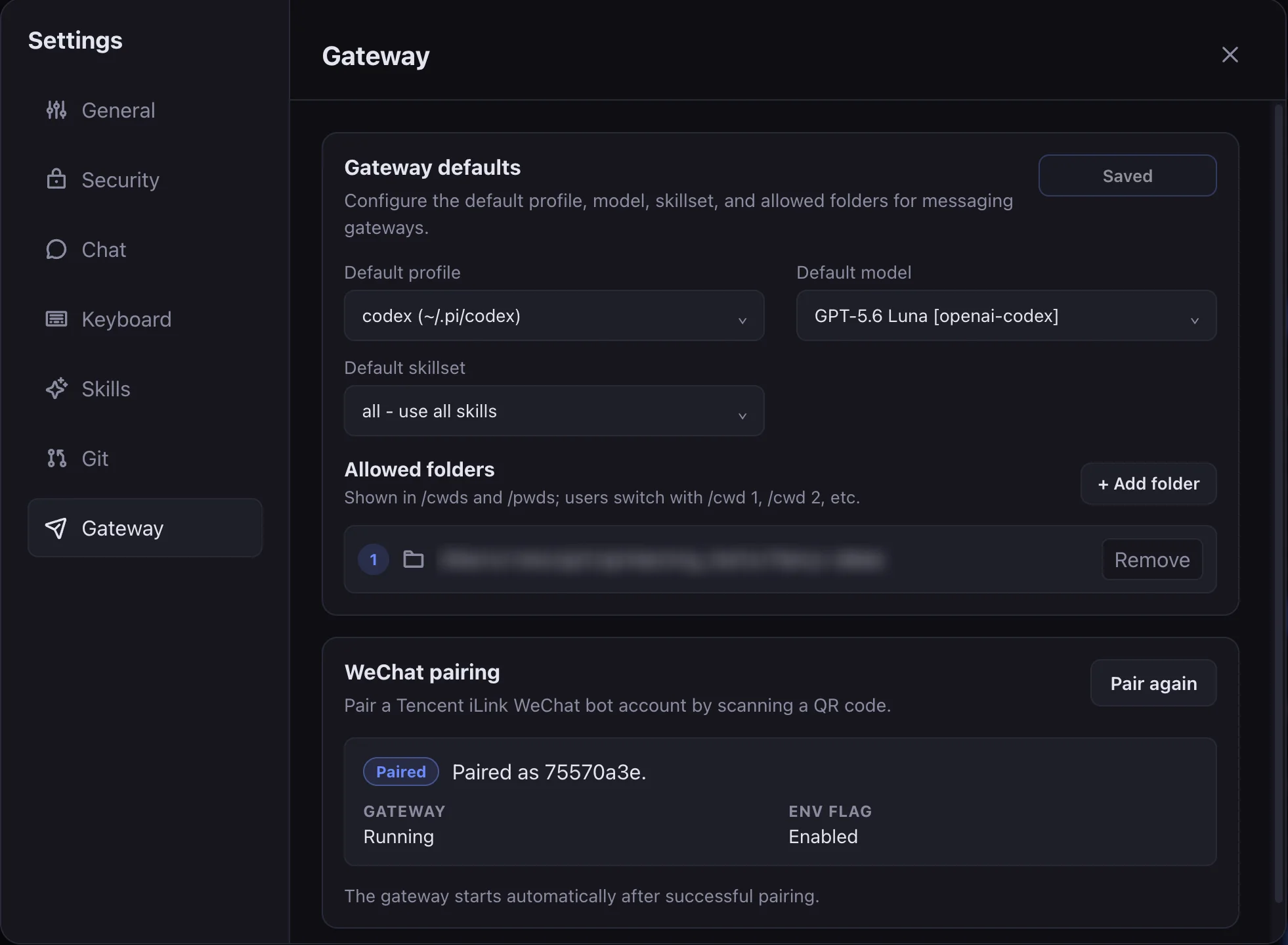 Pi WebUI gateway settings
